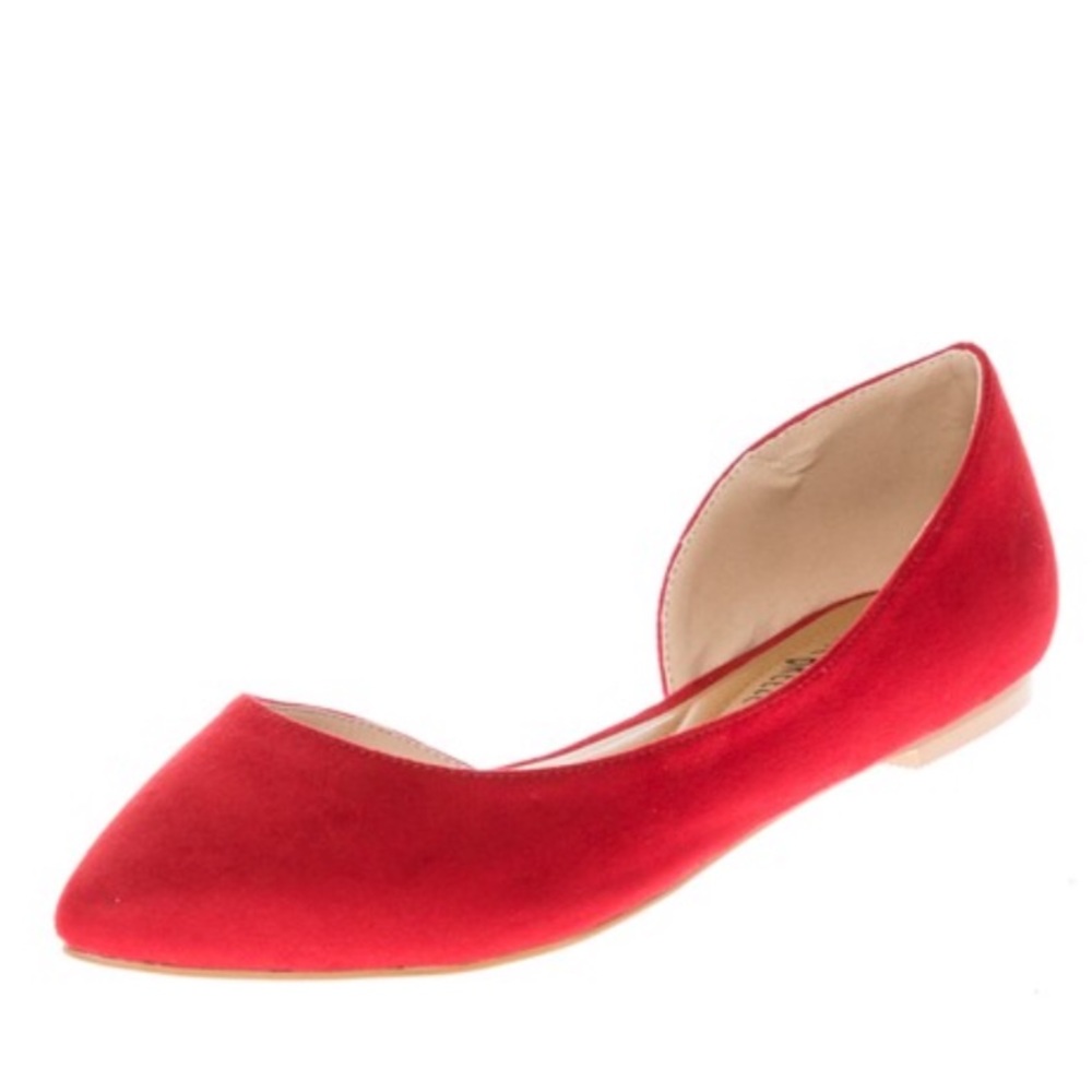 1 Left! Size 8.5 Nature Breeze Red Pointy Toe Flat - Picture 5 of 8